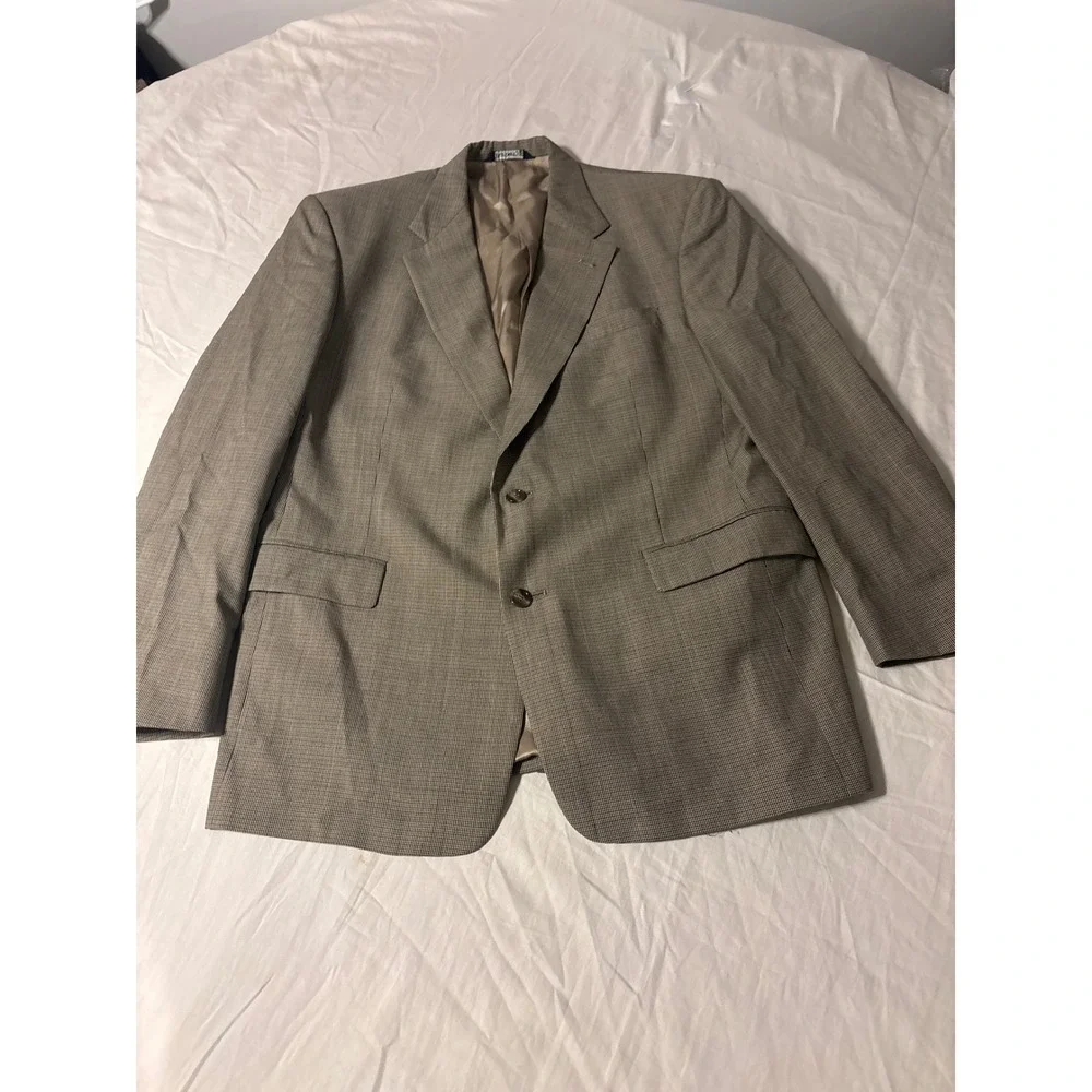 Burberrys Blazer Mens 44L Brown Vintage Micro Check Sport Coat